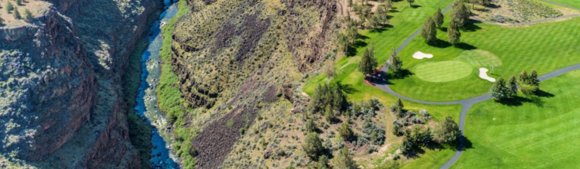 Aerial of Golf Course and Canyon 